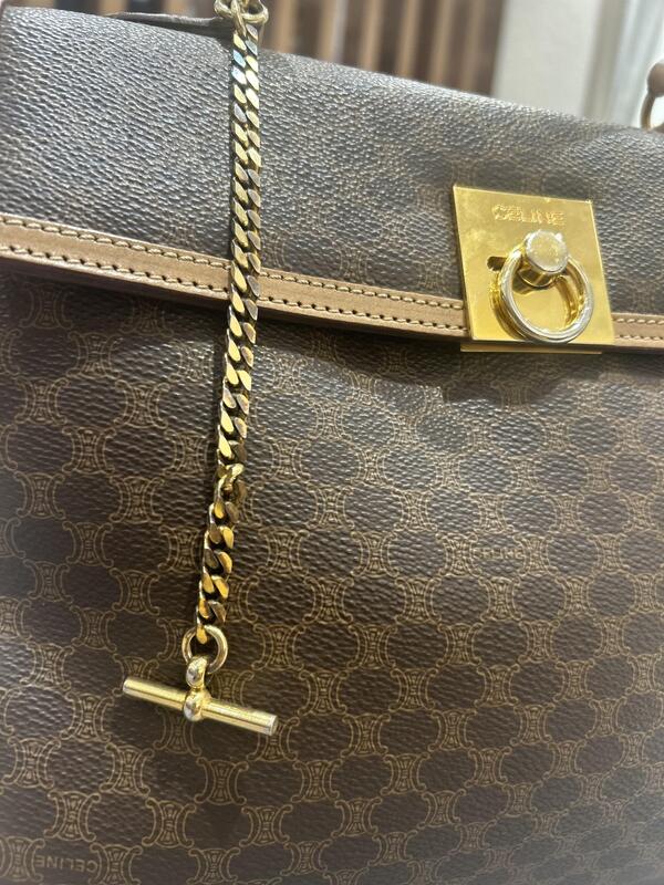 CELINE マカダム柄ハンドバッグ