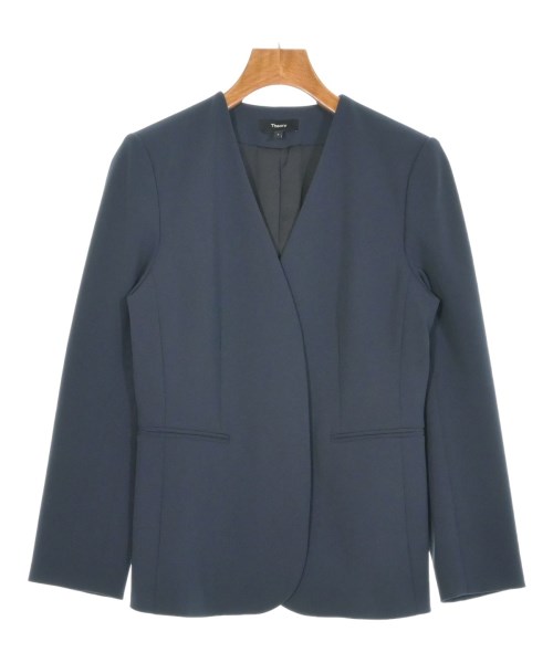 Theory(セオリー)ノーカラージャケット 紺 サイズ:2(M位)/2200660569017