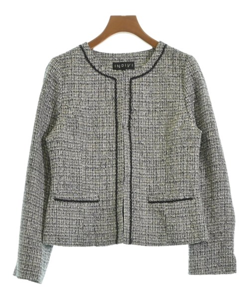 INDIVI(インディヴィ)ノーカラージャケット 白 サイズ:40(L位)/2200563009016