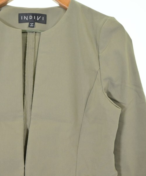 INDIVI（インディヴィ）ノーカラージャケット カーキ サイズ:34(XS位) レディース/2200646754079