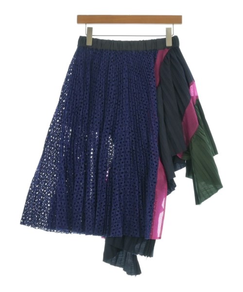 sacai(サカイ)ひざ丈スカート 紺 サイズ:1(S位)/2200679544135