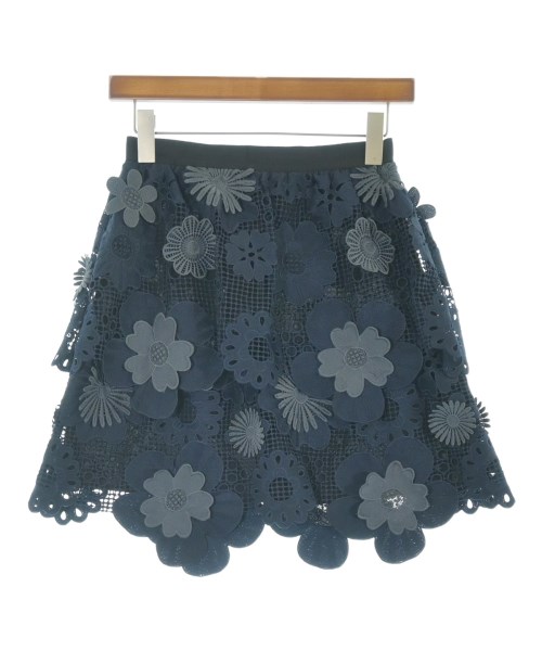 self-portrait(セルフポートレイト)ひざ丈スカート 紺 サイズ:6(XS位)/2200663717248