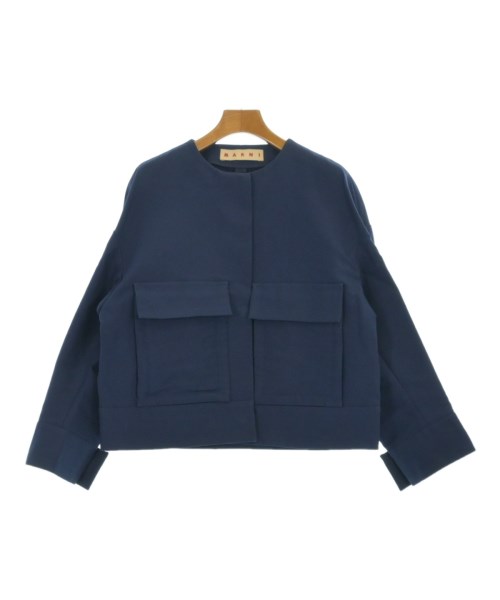 MARNI(マルニ)ノーカラージャケット 紺 サイズ:38(S位)/2200684615011