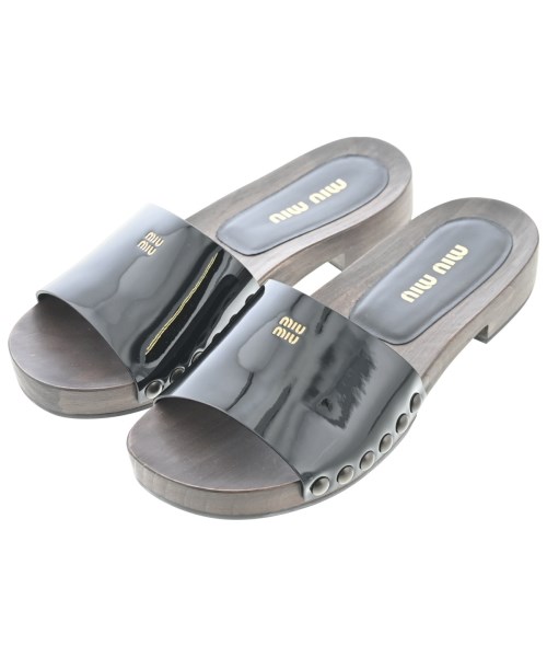 Miu Miu(ミュウミュウ)サンダル 黒 サイズ:EU37(23.5cm位)/2200677552040