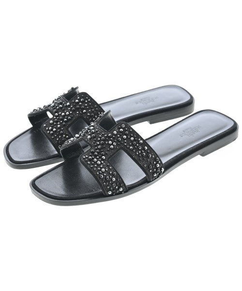 HERMES(エルメス)サンダル 黒 サイズ:EU37 1/2(24cm位)/2200681465077