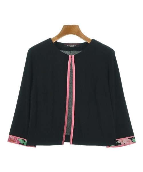 LEONARD FASHION(レオナール　ファッション)ノーカラージャケット 黒 サイズ:40(M位)/2200675474054