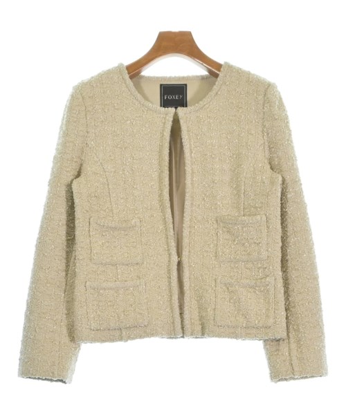 FOXEY(フォクシー)ノーカラージャケット ベージュ サイズ:38(S位)/2200637616041