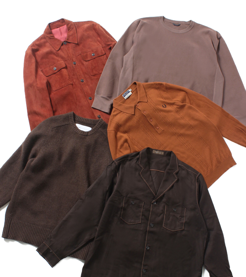 ブラウン ニット カットソー シャツ