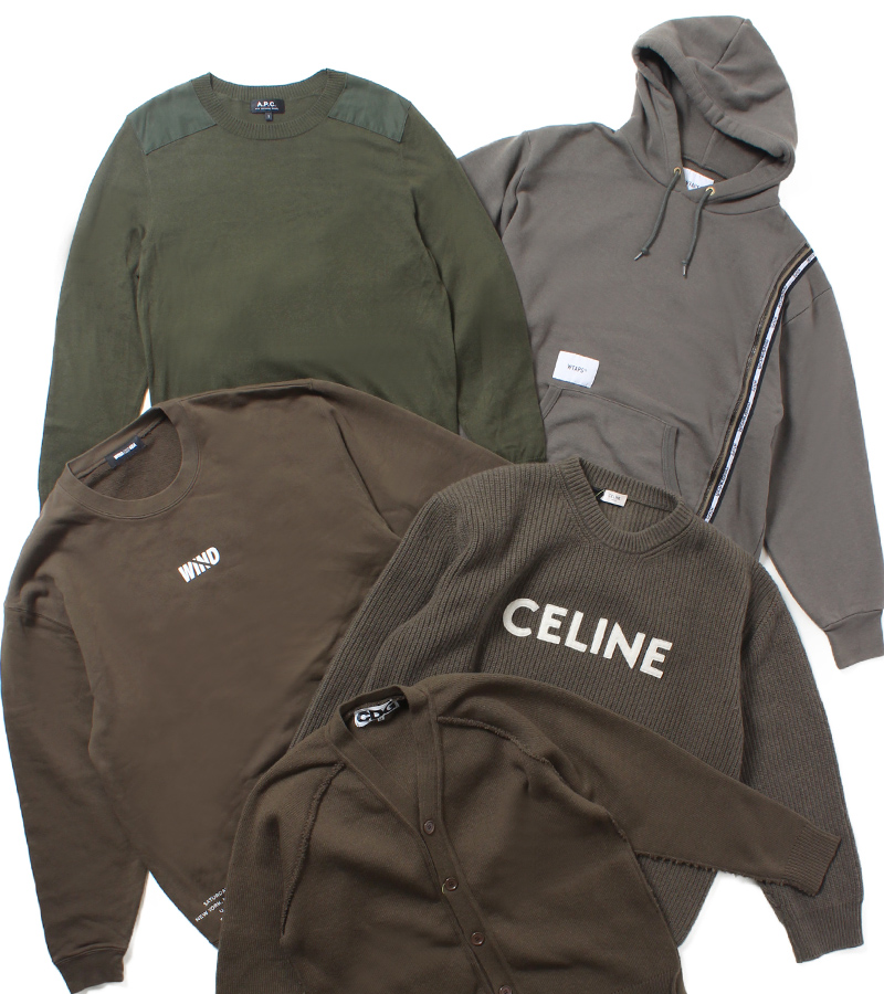 カーキ ニット カットソー シャツ