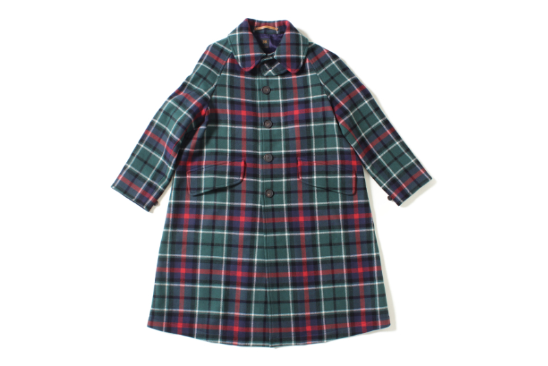 “メルトンウールチェックステンカラーコート”