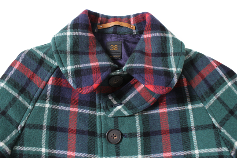 “メルトンウールチェックステンカラーコート”